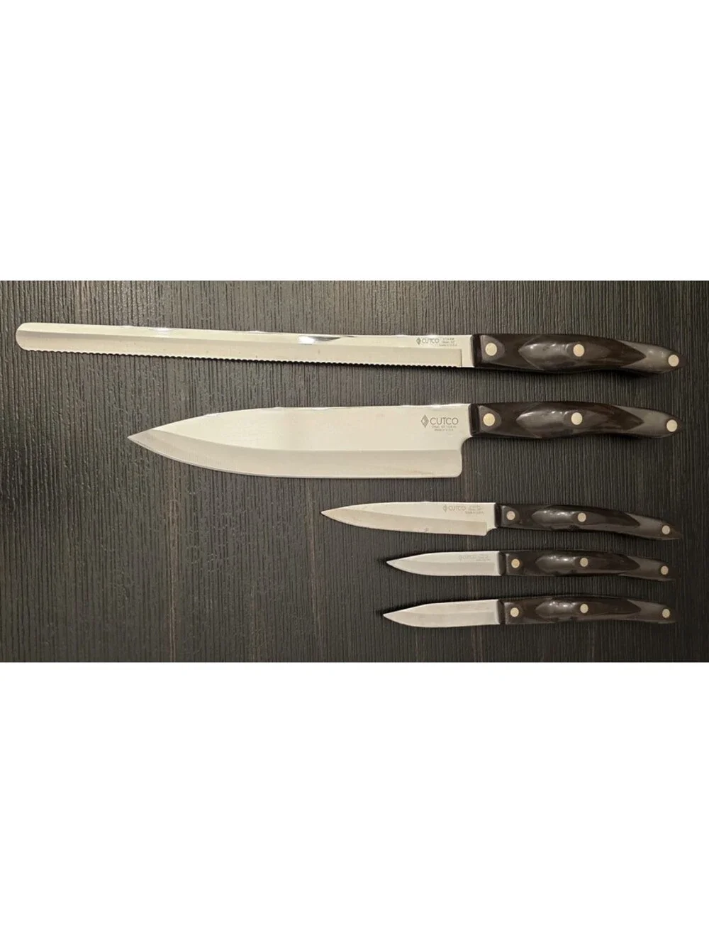 Cutco Knife Lot 5 Pc 1728 1724 2120 1720 Kitchen Knives USA Brown VGC